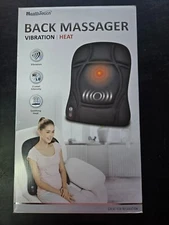 Health Touch Back Massager Heated Vibration Cushion Pad Relax Therapy NIB