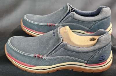 Men's Skechers Expected Avillo Slip on Shoe Wide Width 64109-NVY Blue Fabric 7.5