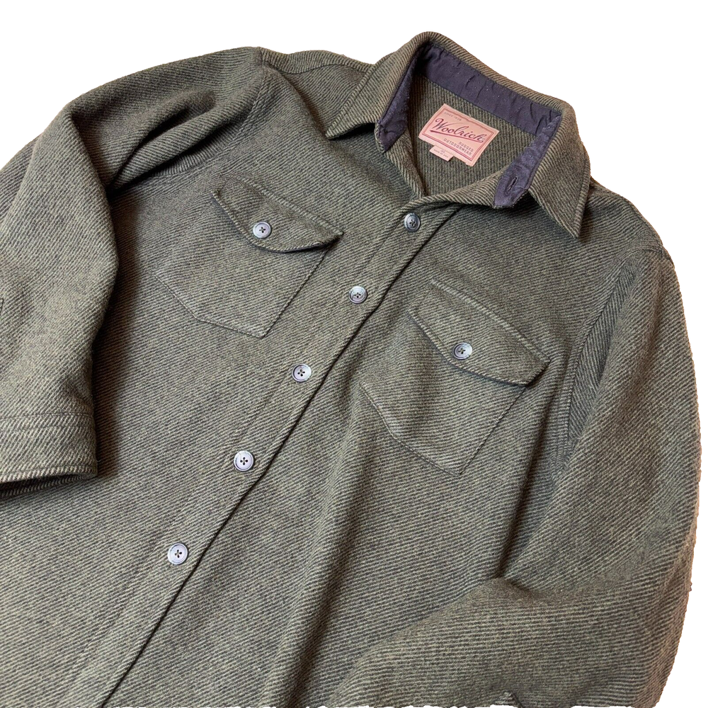 VTG Woolrich Men's XL Green Wool Thick Warm Overshirt Jacket Shacket Made in USA