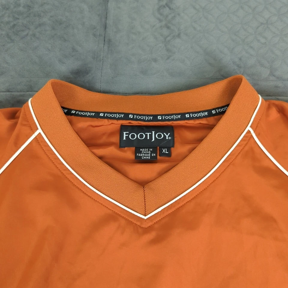 FootJoy Chaqueta Cortavientos Golf Pullover Cuello en V Naranja Manga Larga Hombres XL Foto 4 de 4