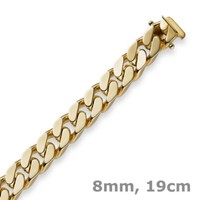 8Mm Armband Armkette Panzerarmband, 585 Gold Gelbgold, 19Cm, Herren, Goldarmband