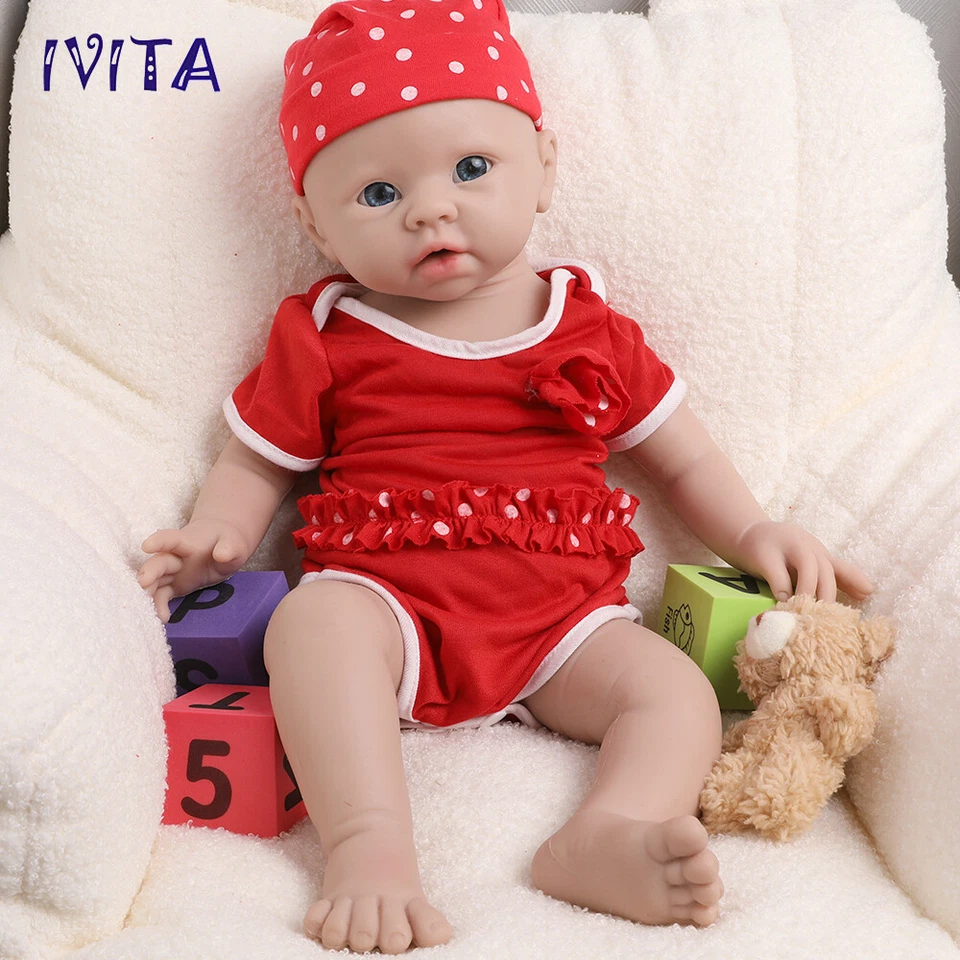 IVITA 19'' Silicone Reborn Baby Gril Puppen Silikon Rebornpuppen Baby Mädchen - Bild 2 von 4