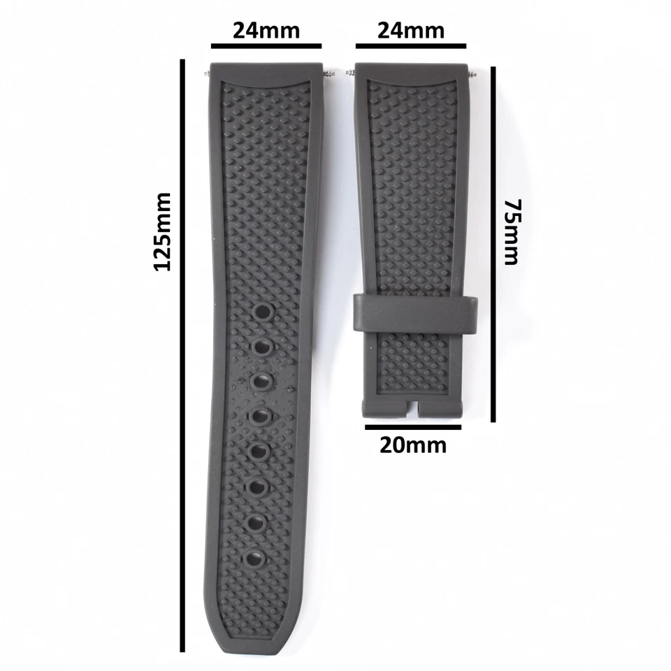 Correa de reloj Calibre de Cartier 42 mm para hombre de goma negra 24 mm-20 mm de ancho 3389, 3729 Foto 3 de 4