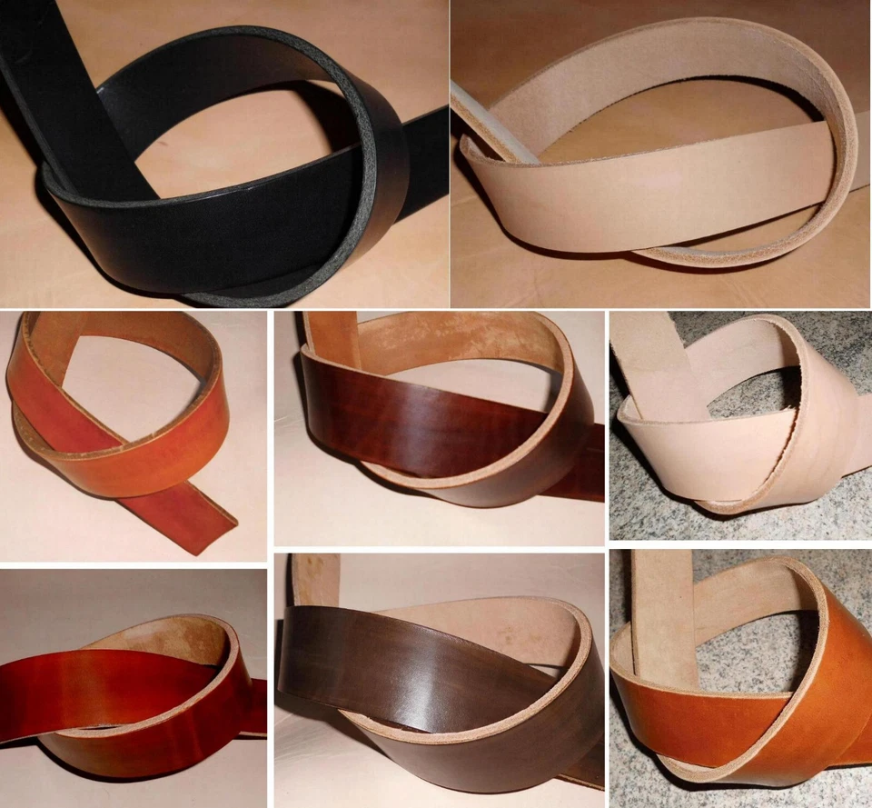 GS-LEATHER Lederriemen Riemen 1 - 9 cm Breit ⌀ 2mm Stärke Gürtel Leder Flachriemen bis220cm