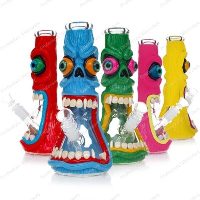 10'' EXTRA XX THICK Angry Skeleton Monster Bong High Quality MULTIPLE COLORS Pipe