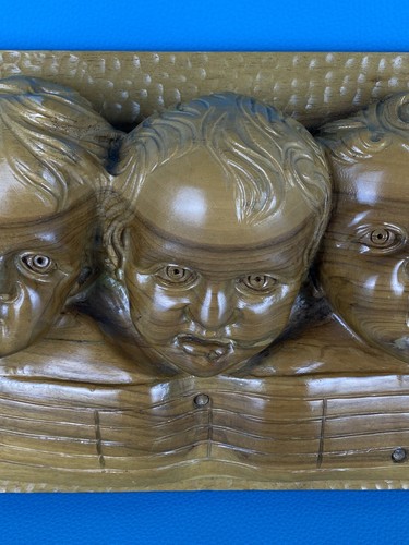 Scultura Da Parete In Legno “ 7 Note Musicali” Con Teste Bambini Putti 69cm - Foto 4 di 13