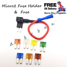 MICRO2 FUSE HOLDER +1x FUSE 12V Car Add a Circuit Piggy Back Spade Dash Camera