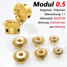 Zahnrad Kegelrad aus Messing Modul 0,5 &Uuml;bersetzung 1:1 20/25/30 Z&auml;hne Pr&auml;zision