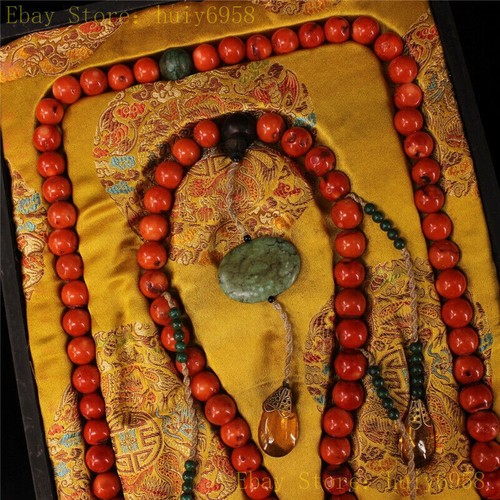 19.69" Collect lacquerware box & Chinese red Coral beads “Chaohzhu” Necklace - Picture 3 of 9