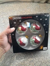 Hand Painted Glass Cardinal Ornament Christmas Decoration Cardinal Set Of 4