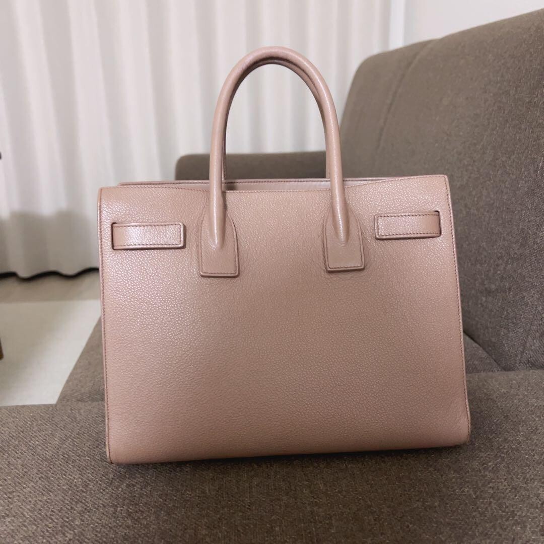 Saint Laurent Sac de Jour Leather Bag in Pink Beige Made in Italy