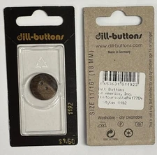 Dill Buttons ~ (1192) - 11/16" - 2 Hole Brown ~ 1 ct ~ NEW STOCK