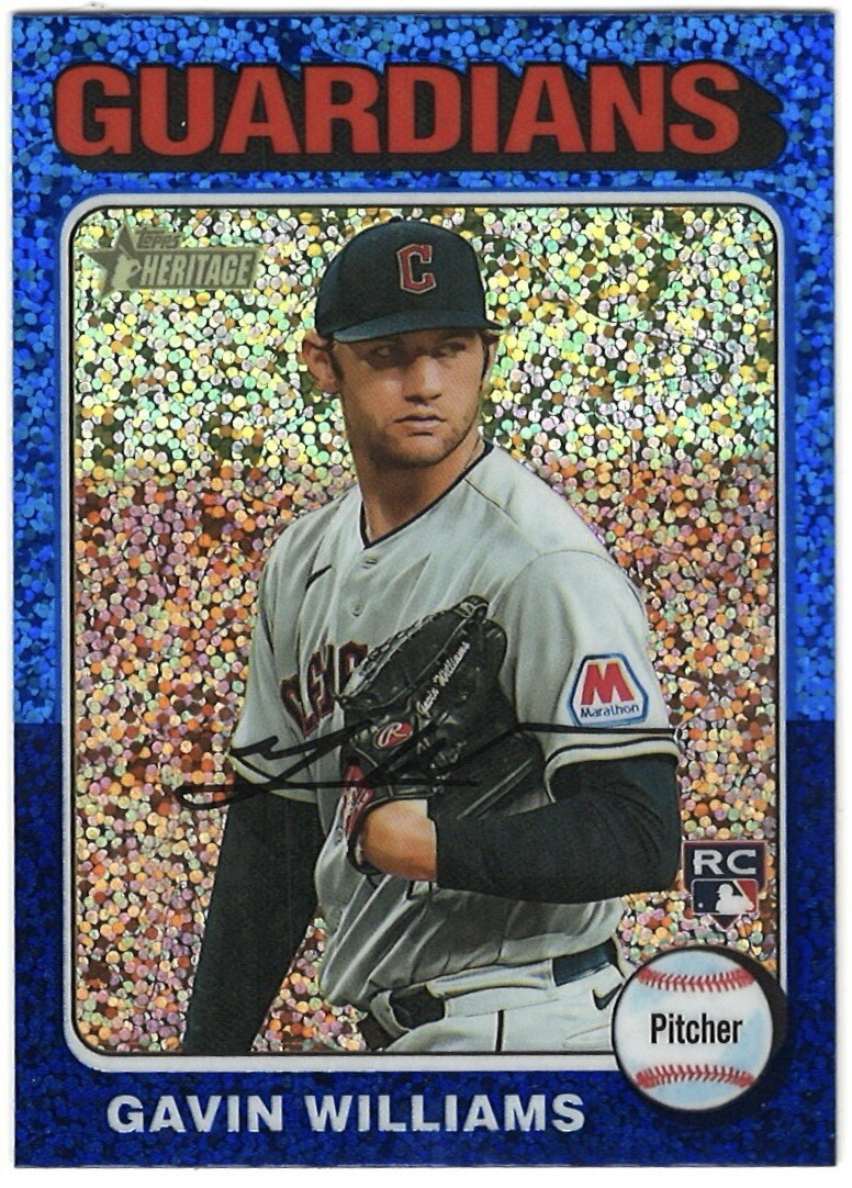 2024 Topps Heritage - Chrome Blue Sparkle Refractor #489 Gavin Williams (RC)