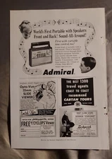 1957 print ads-Admiral Portable Radio / Free Opta-Vue Cyclops 35mm Slide Viewer