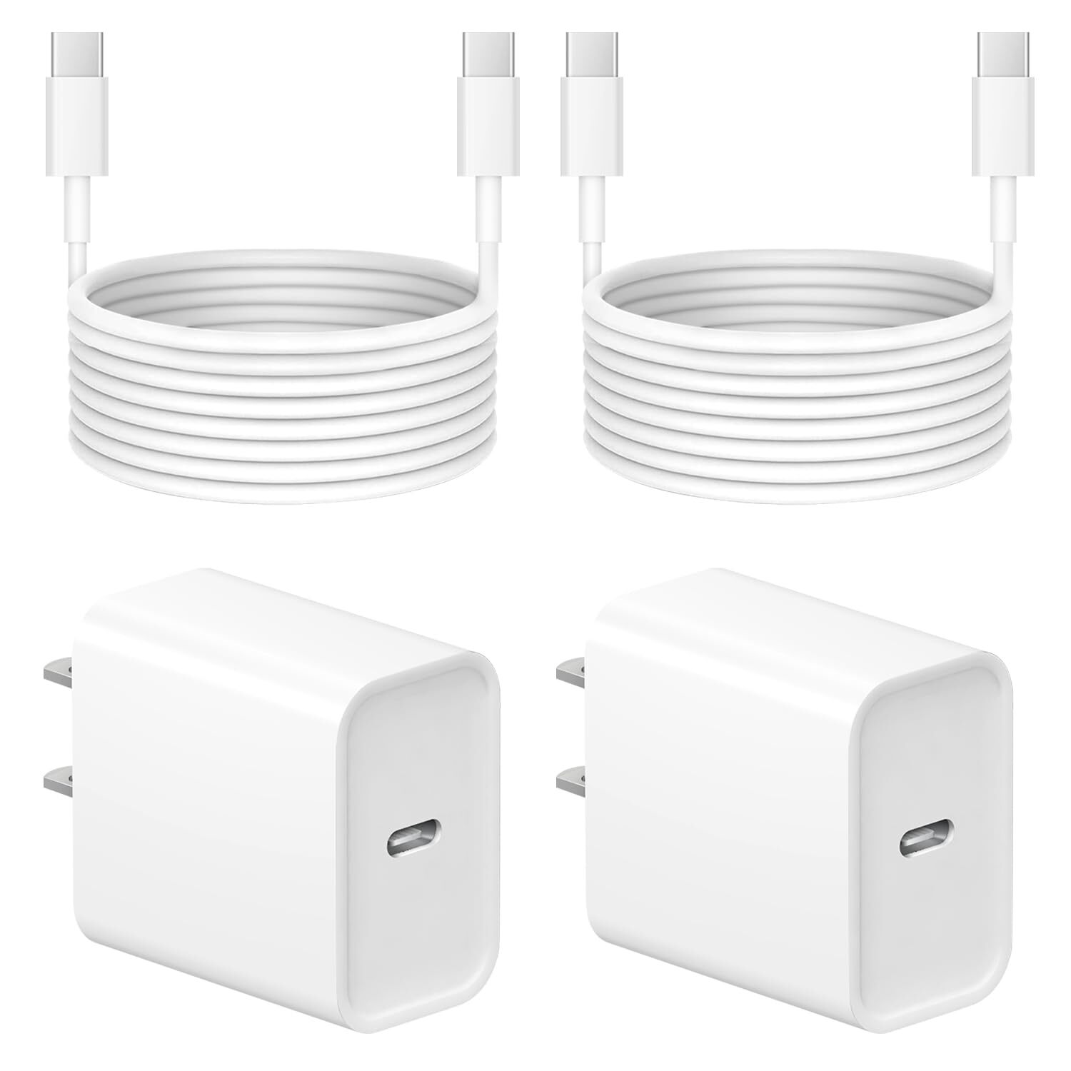 iPhone 16 & 15 Fast Charger Block - 20W USB C Dual Port Wall Charger 2 Pack