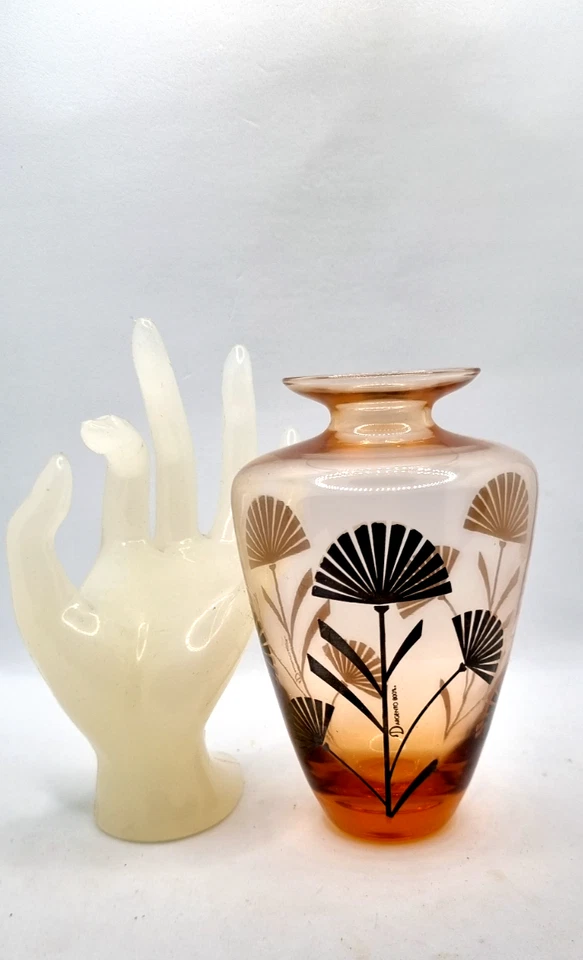 ART DECO GLASS VASE SILVER VINTAGE VASO VETRO ART DECO - Immagine 2 di 4