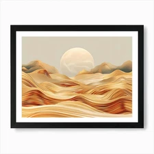Abstract Desert Landscape With Swir Framed Wall Art Poster Canvas Print Picture