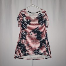 Top túnica francesa Anne para mujer grande azul rojo estrellas rayas bandera patriótica de Estados Unidos