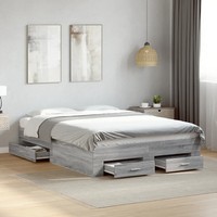 Bettgestell Mit Schubladen Grau Sonoma 120X190 Cm Holzwerkstoff