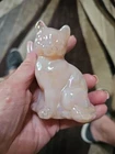 Fenton Kitten Cat Sitting Irridescent Pink Glass Vintage