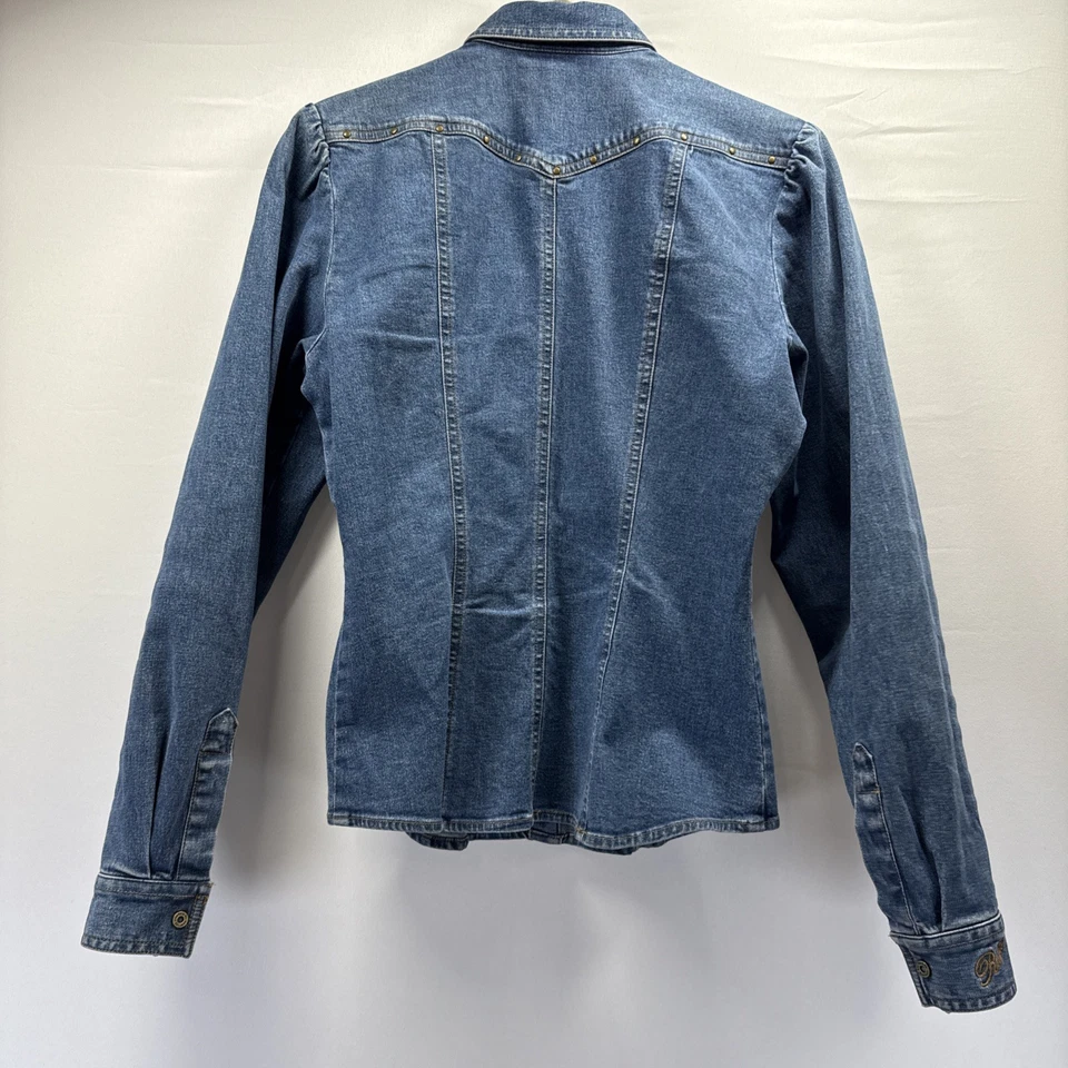 Vtg Ralph Lauren Western Snap Shirt XS Puff Long Sleeve Denim Southwestern Studs - Image 2 of 4