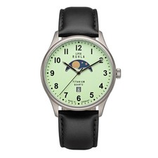 UMR Ruhla Mondphase Herren Armbanduhr Titan 20910 Datum Lederband