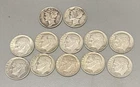 Lot Of 12 90% Silver Dimes Good Circulated Condition. 10 Roosevelts / 2 Mercury.