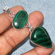 Malachite 925 Silver Plated Pendant 2.6