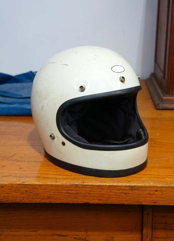 Casco de motocicleta Bell 1977 vintage estrella cara completa moto de nieve talla 7 3/8 Foto 3 de 4