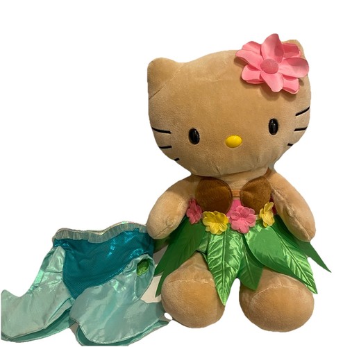 Build a Bear Hello Kitty Beach Day Tropical Tan grass Skirt,Tail,coconut Top Lot