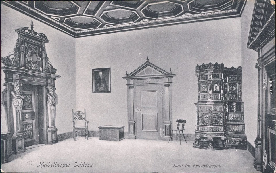 Heidelberg Schloss - Saal im Friedrichsbau Ansichtskarte 1906 - Bild 2 von 3