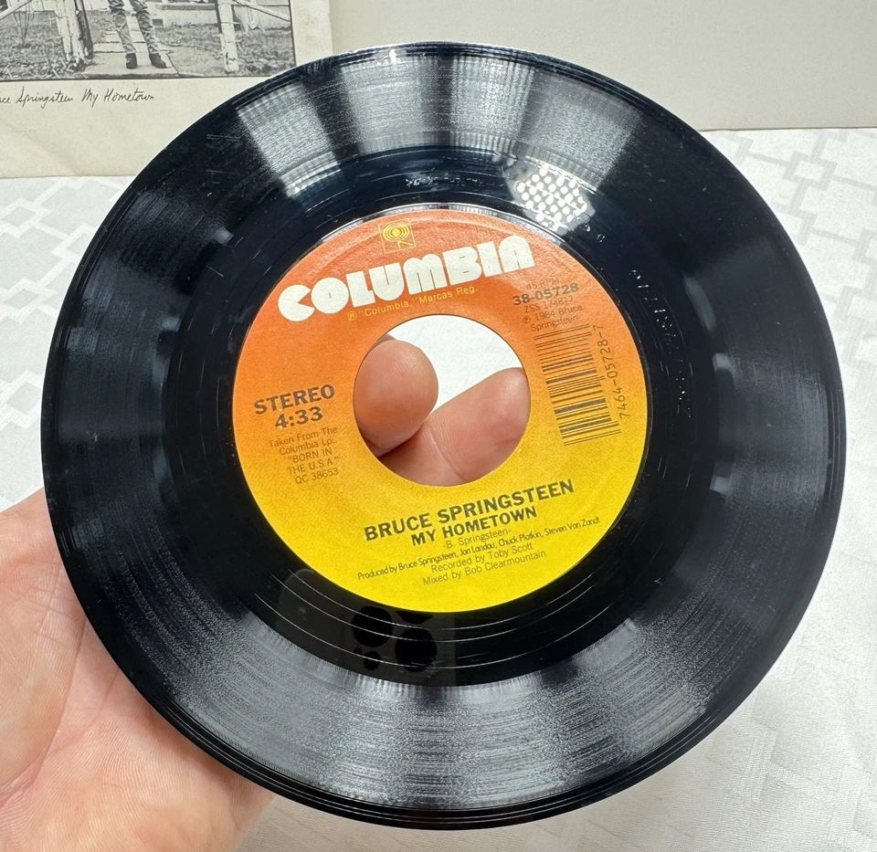 Bruce Springsteen 45 Record My Hometown Santa Claus Coming 38-05728 Columbia - Image 2 of 4
