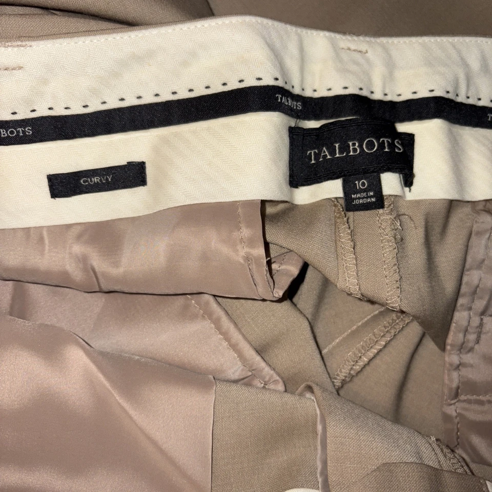 Pantalones de vestir Talbots mezcla de lana para mujer talla 10 tostados pierna curvilínea elástica oficina Foto 3 de 4