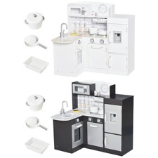 HOMCOM Cucina Giocattolo Legno con Accessori Lavandino Frigo e Microonde