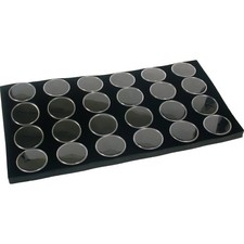24 Black Foam Gem Jars Gemstone Storage Display Tray Insert