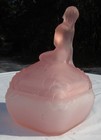 Frosted Pink Depression Glass Phoenix "Camellia" Powder Box, Very Good Condition — photo 6
