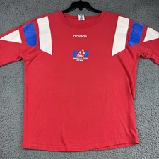 Vintage Adidas US World Cup Team Jersey Large Soccer Shirt 90s Made In USA Red