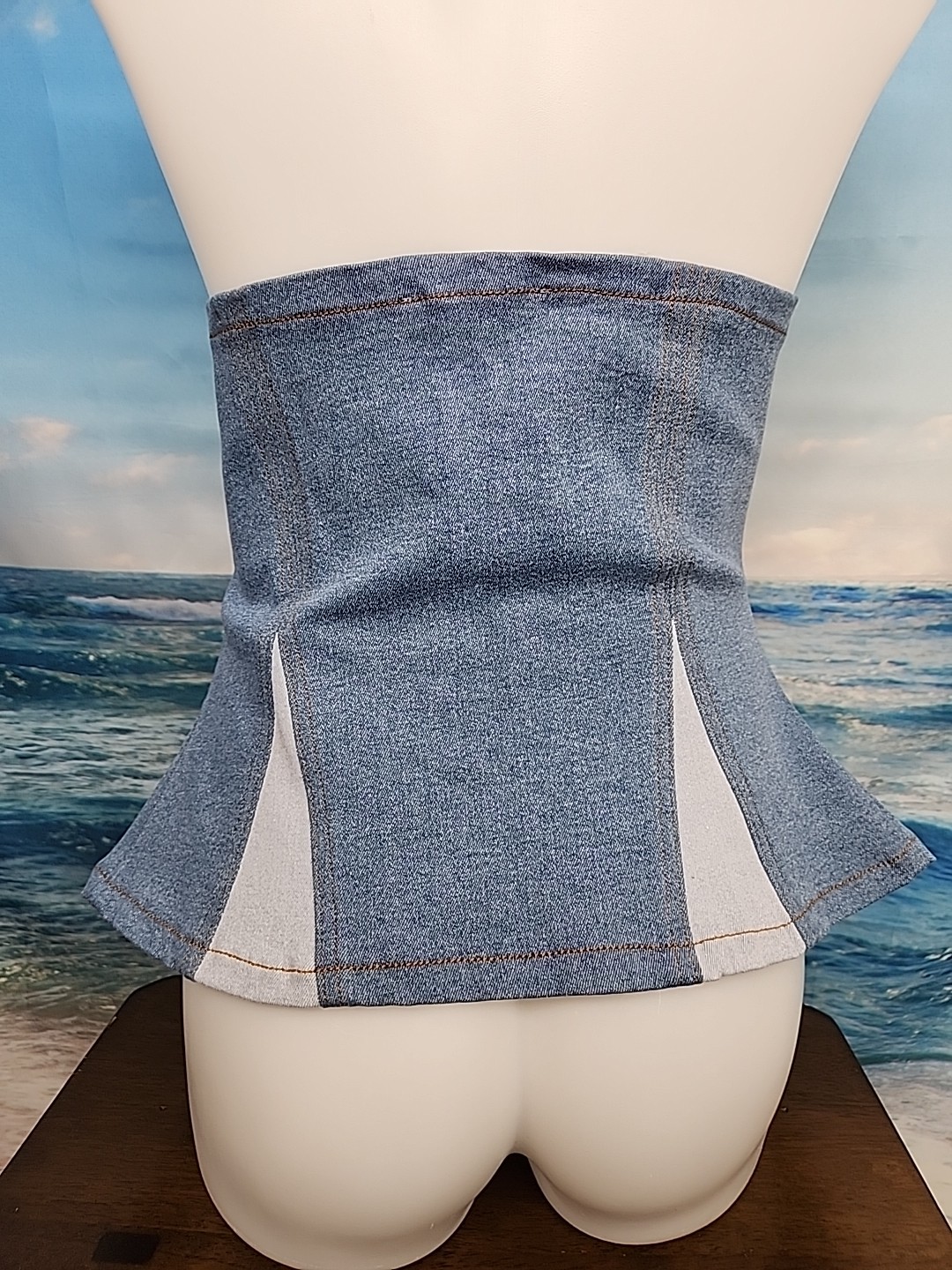 New Finesse  Strapless Blue Denim Top Size Small 