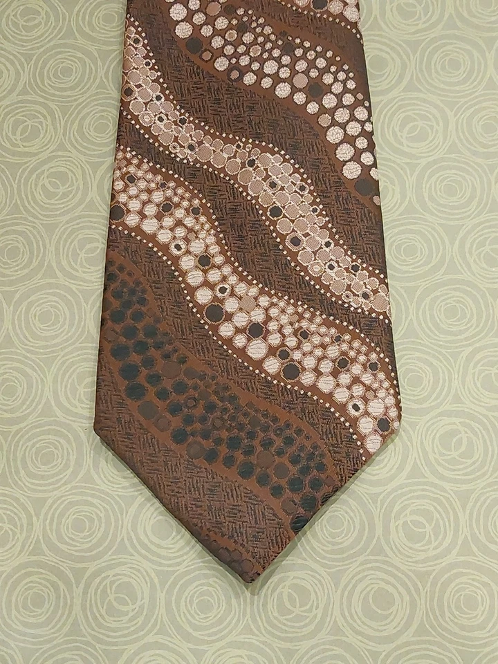 复古 70 年代温布利宽领带棕色聚酯纤维 4.5x55 迪斯科 Power Groovy OOP — 第 2/4 张图片