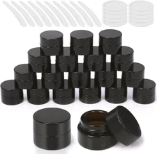 20Pcs 5ml Round Glass Jars with Liner Lids Spoons, 0.17oz Amber 5 ml, amber 