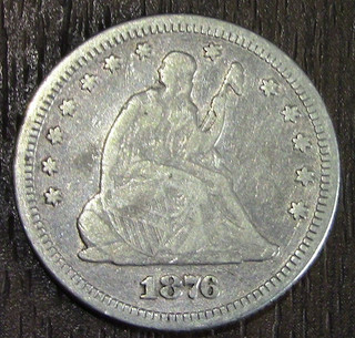 1876 P Seated Liberty Quarter VF