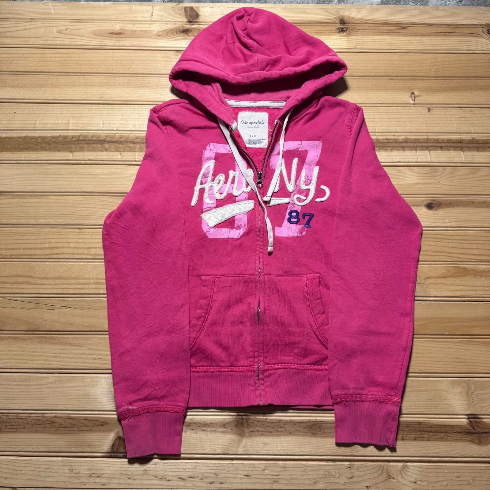 Aeropostale Aero NY 87 Embroidered McBling Full Zip Hooded Jacket Youth - Large