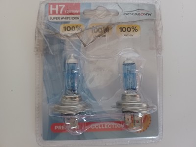 NEWBROWN Pair H7 12V55W Super White Long Life Anti-UV Headlight Halogen Bulbs