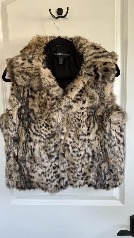 Adrienne Landau Women’s Real Fur Vest Animal Print Size medium M - Image 1 of 4