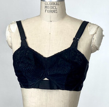 Vintage 1950s Perma Lift Black Bullet Bra Brassiere Silk and Lace AS IS