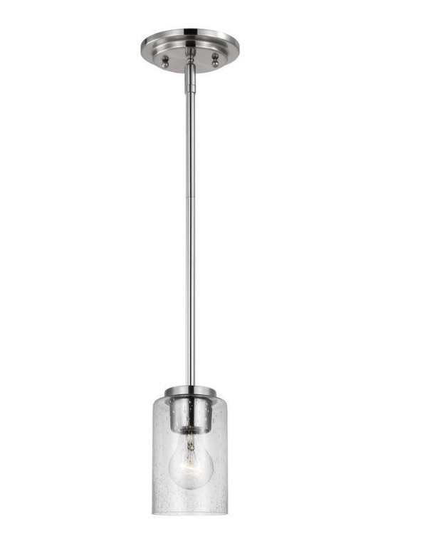 Contemporary Dimmable Pendant Light Clear Seeded Glass