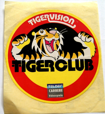 Werbe-Aufkleber Tigervision Tigerclub Teldec Carrere Videospiele Atari 80er