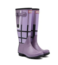 Hunter Original Knee High Purple Plaid Tall Rain Boots WFT1000RTR Size 7 | 38