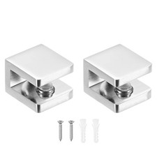Confezione 2 Staffe Scaffale Vetro Morsetto Ottone Regolabile per Vetro Spessore 5-8mm [Argento]