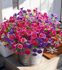 Artificial Flowers Fake Plants for Outdoors Decoration, 12 Bundles Silk Morni...